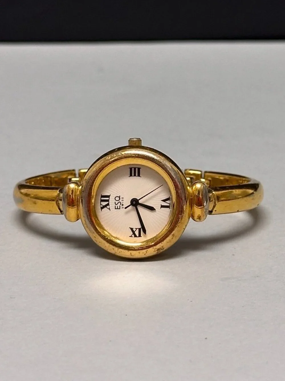 ESQ Swiss Women Watch Gold Tone Bangle Band 25MM Round Dial New Battery 6